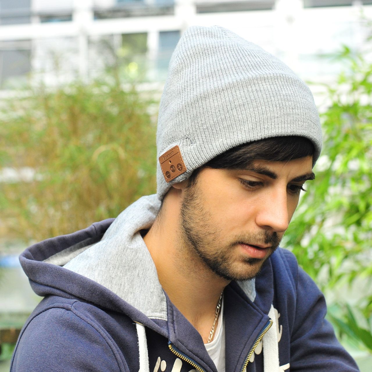 Sharon Beanie mit Bluetooth Kopfhörer, hellgrau