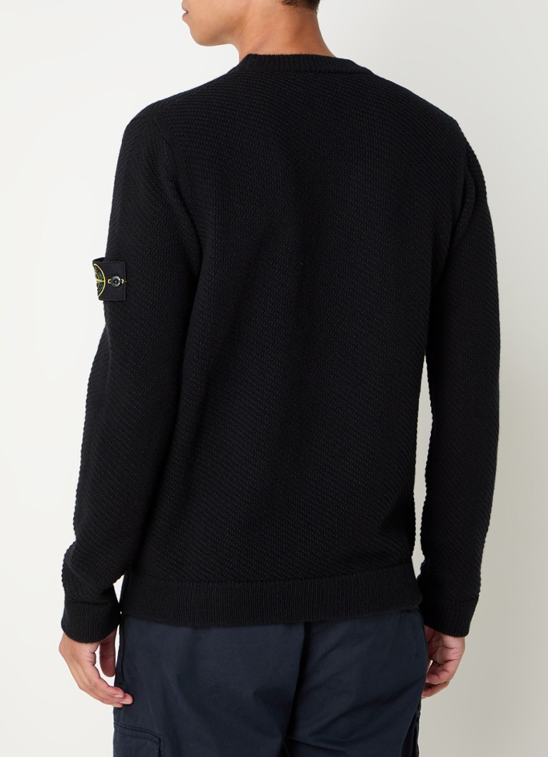 Πουλόβερ Stone Island 531B6 από χοντρό πλεκτό μαλλί με λογότυπο