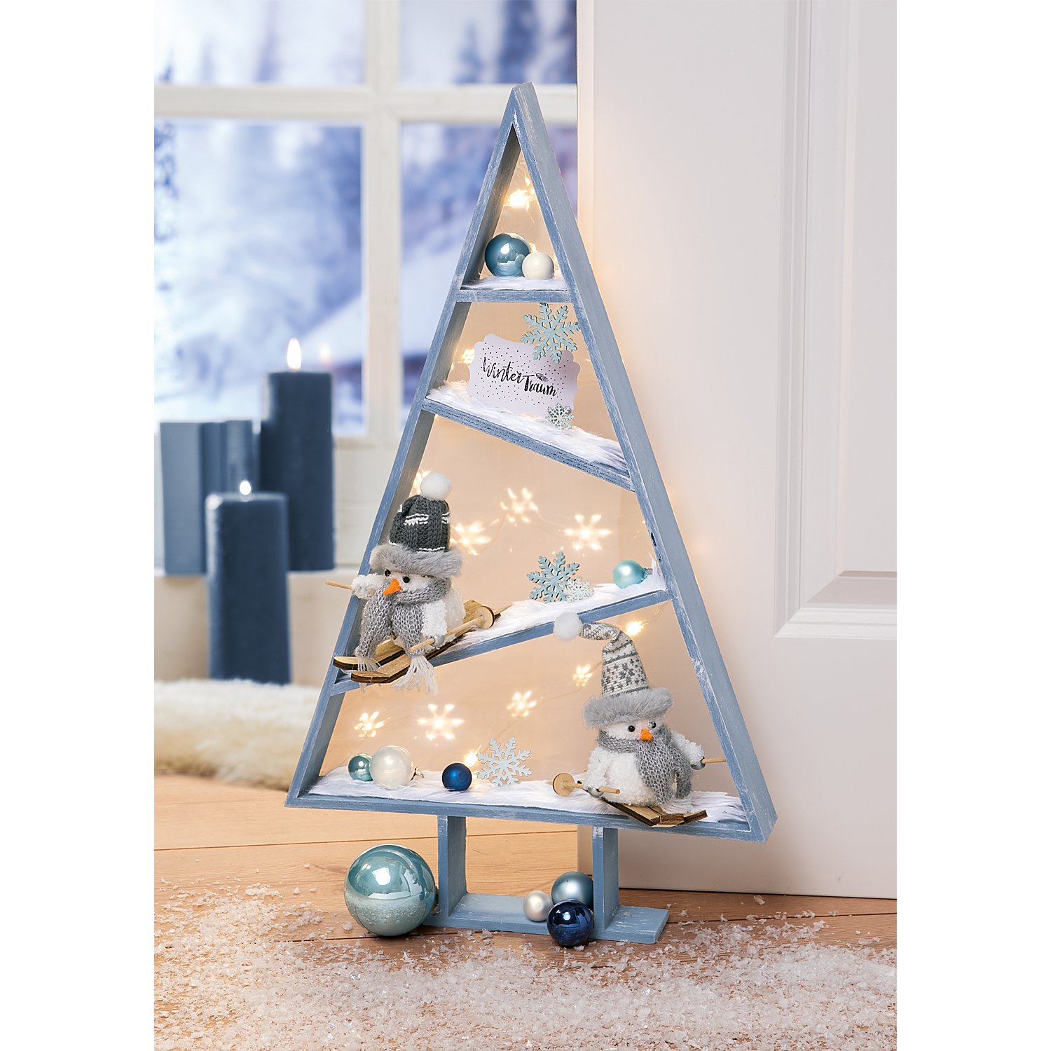 Weihnachtskugeln aus Glas, blau, weiß, 2 cm Ø, 25 Stück