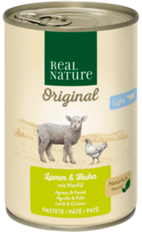 REAL NATURE Nassfutter REAL NATURE Light Huhn & Lamm 24x400 g
