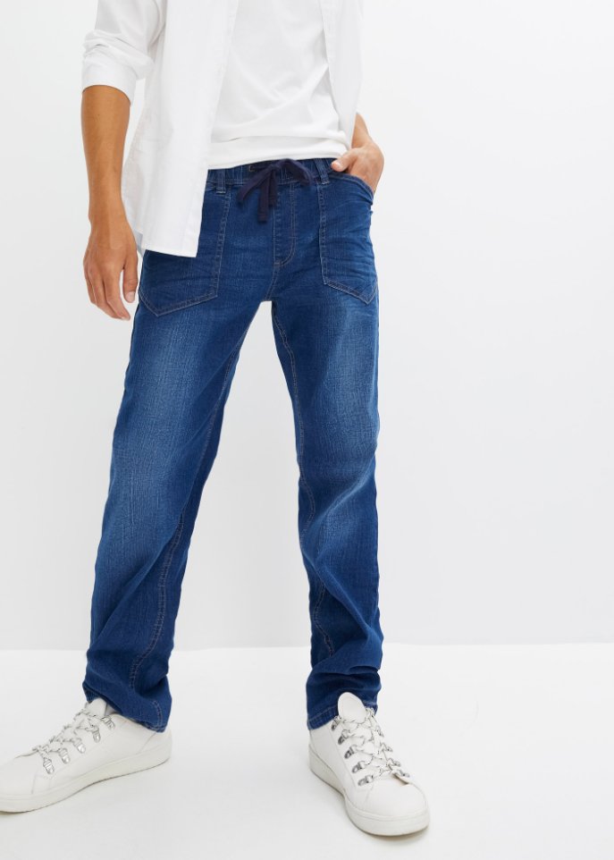 Loose Fit Schlupfjeans mit Komfortschnitt, Straight