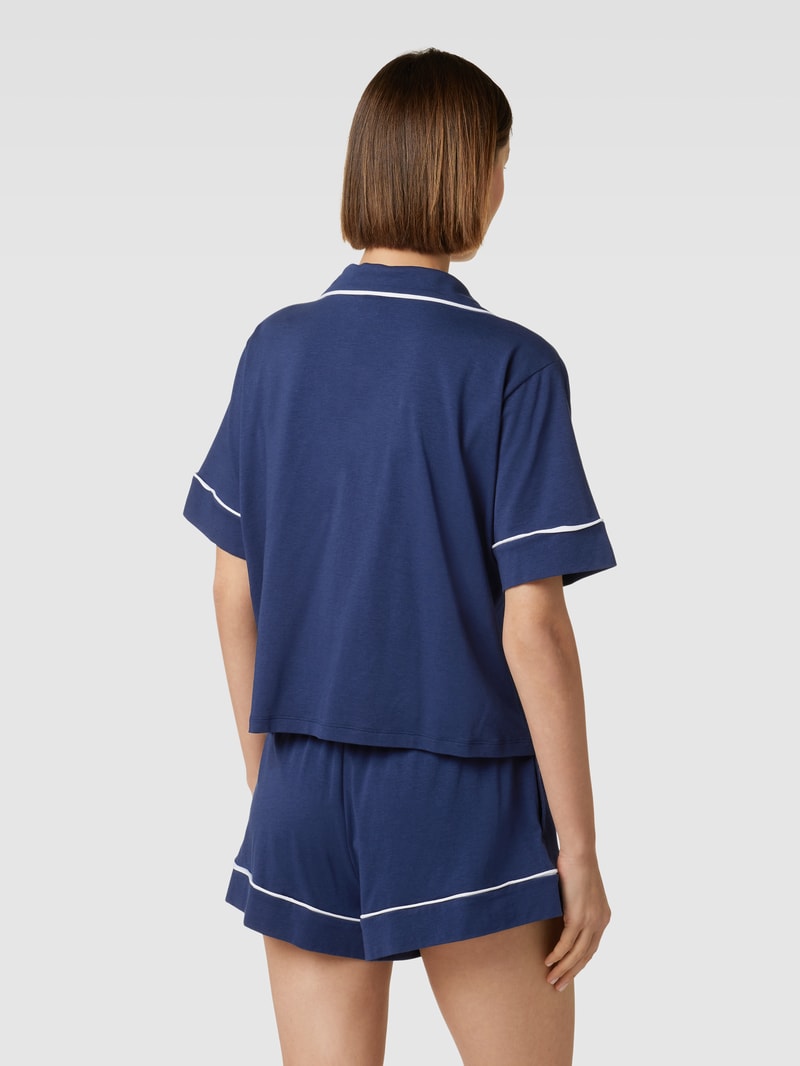 Pyjama mit Label-Stitching in marineblau