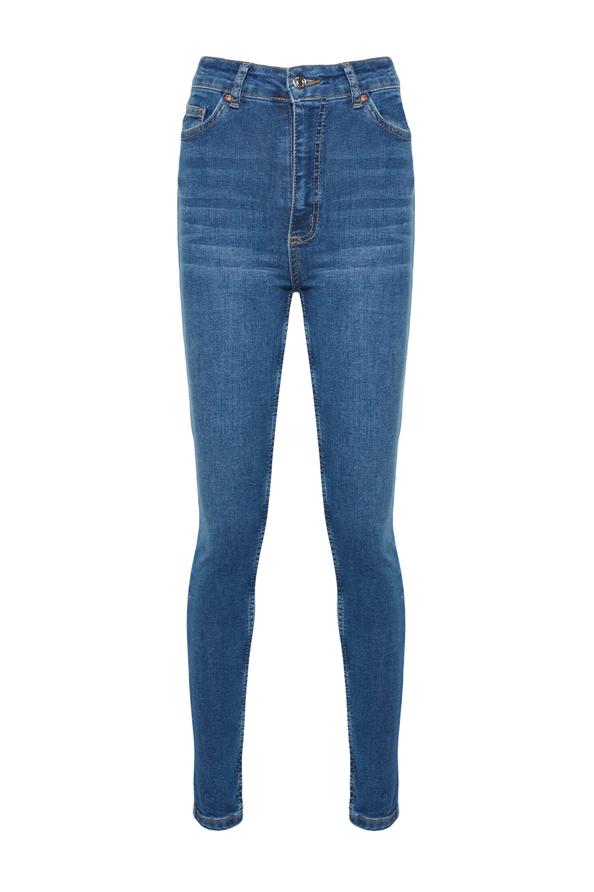 Trendyol Collection  Dunkelblaue Skinny Jeans mit hoher Taille TWOAW24JE00081