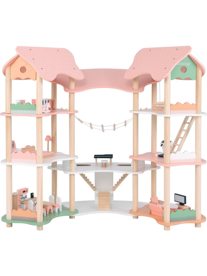 COSTWAY Puppenhaus Holz ab 3 Jahren in Rosa günstig kaufen onesize