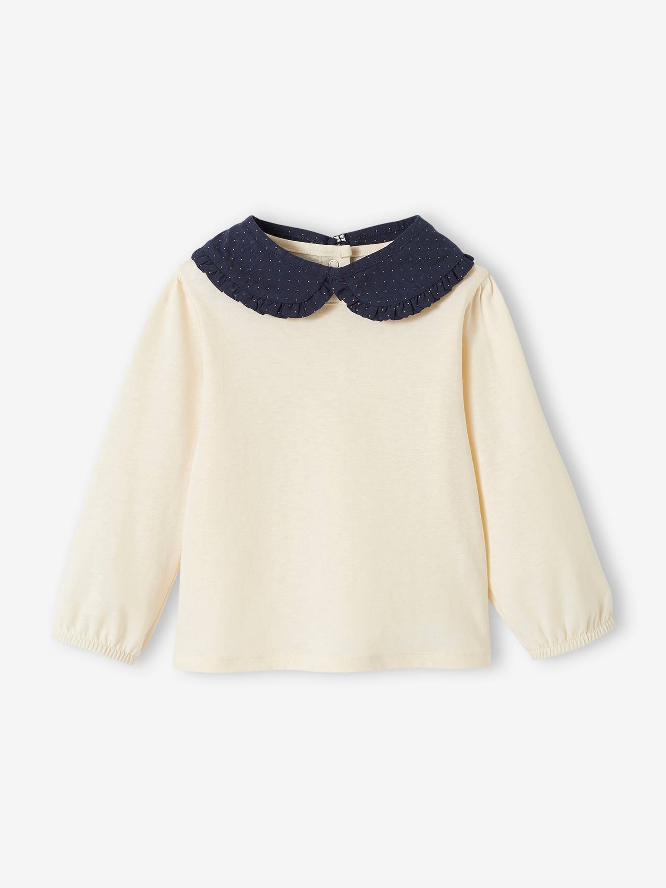 Vertbaudet Baby Shirt mit Kragen zum Wechseln - wollweiß