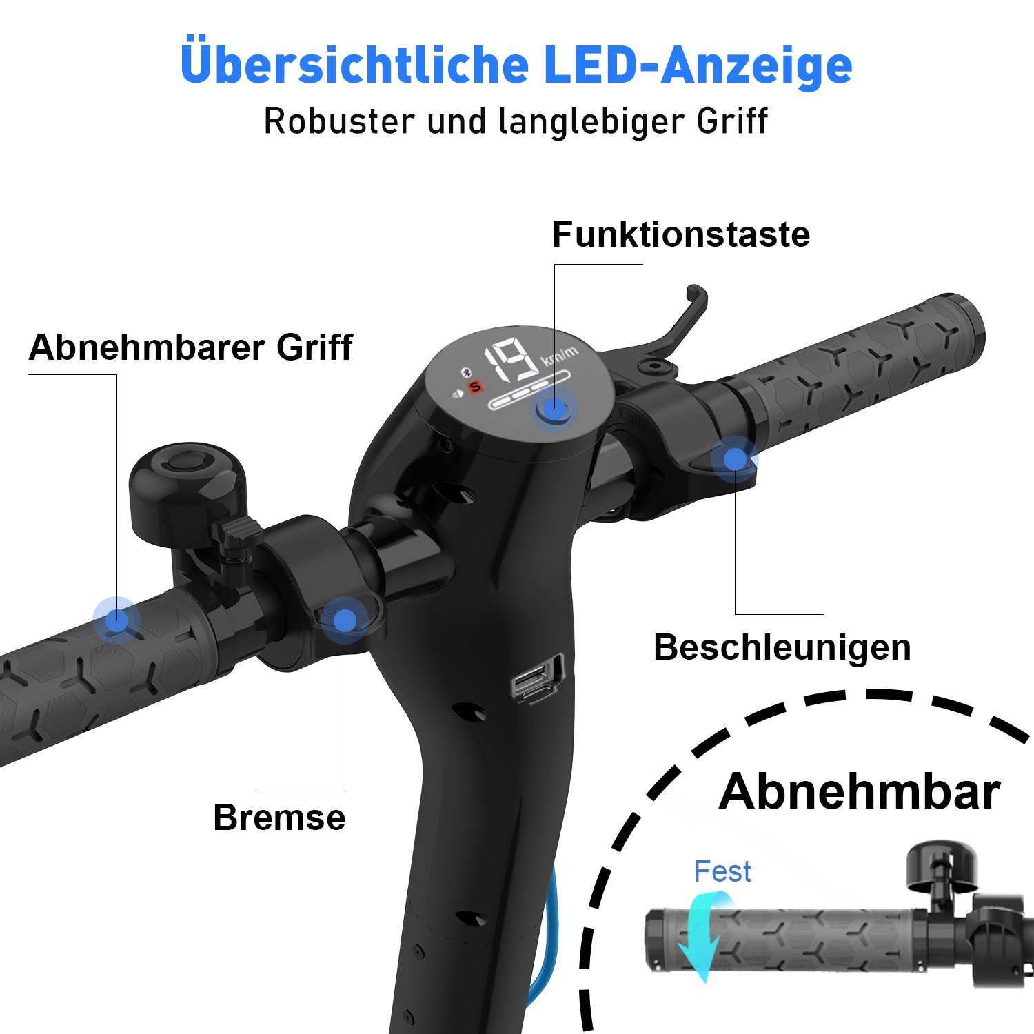 HITWAY E-Scooter 8.5zoll M5 350W E-roller mit Straßenzulassung ABE Faltbar 12-19km/h, 19,00 km/h, Tasche und APP-Funktion