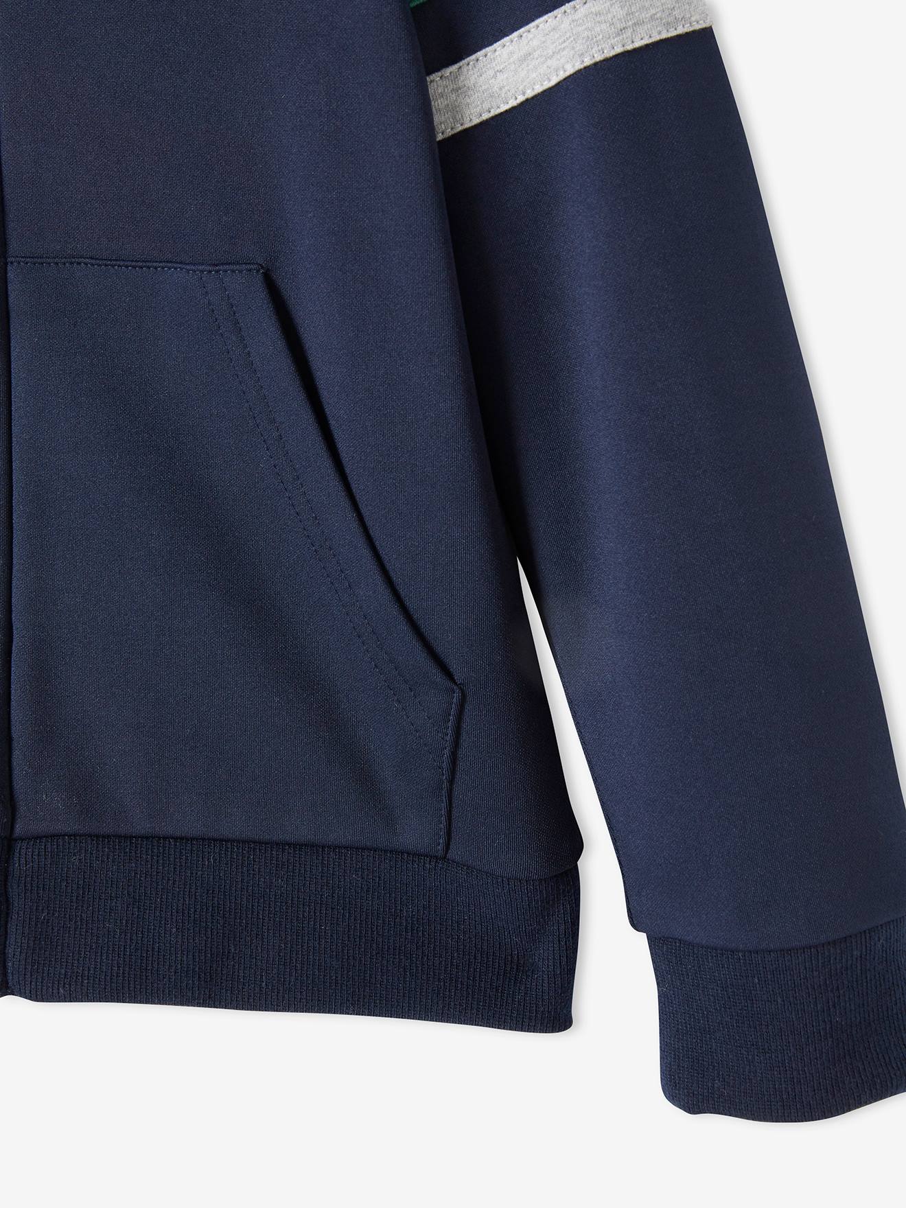 Sweat zippé à capuche sport garçon bleu foncé