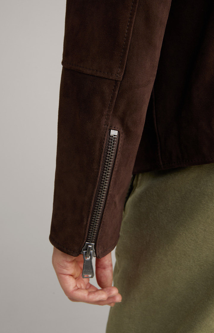 Velours-Lederjacke Lezy in Dunkelbraun