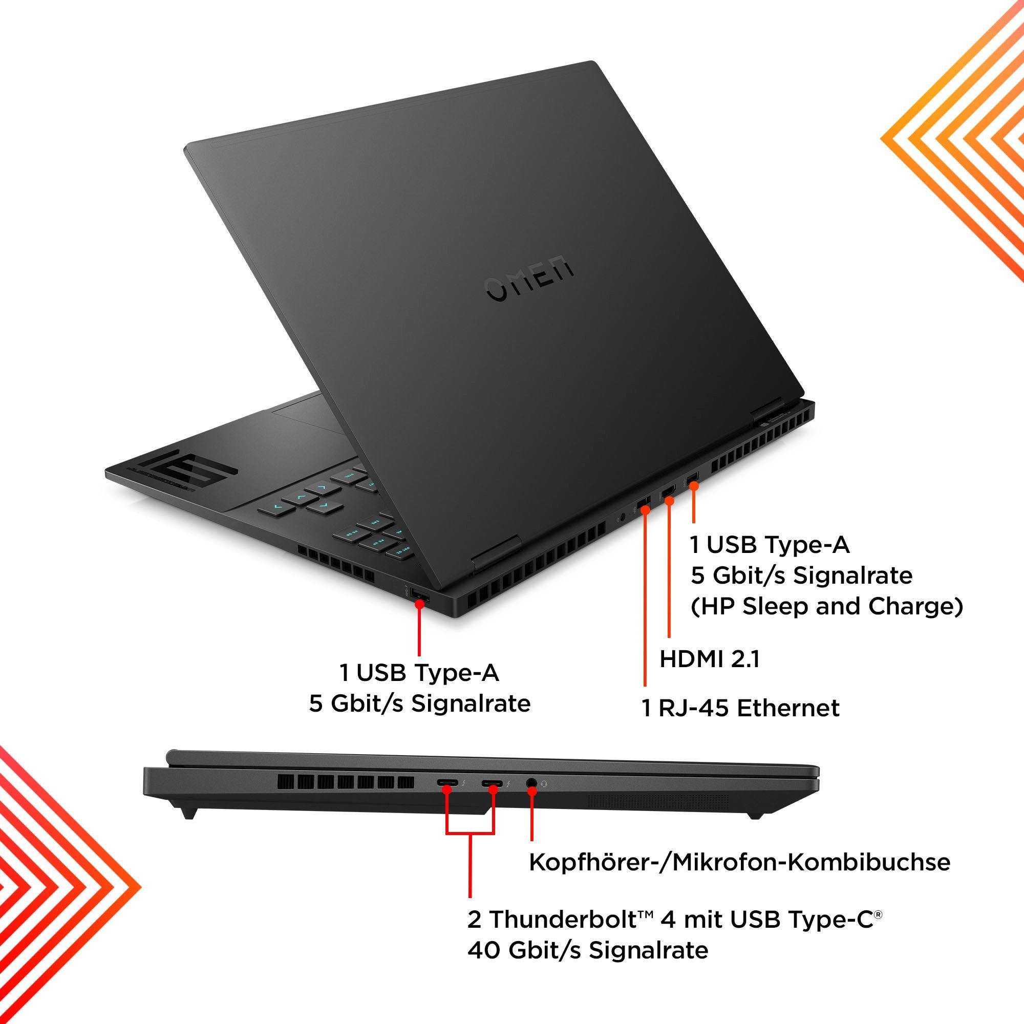 HP Omen 16-u0073ng Gaming-Notebook (40,6 cm/16 Zoll, Intel Core i7 13700HX, GeForce RTX 4060, 1000 GB SSD)