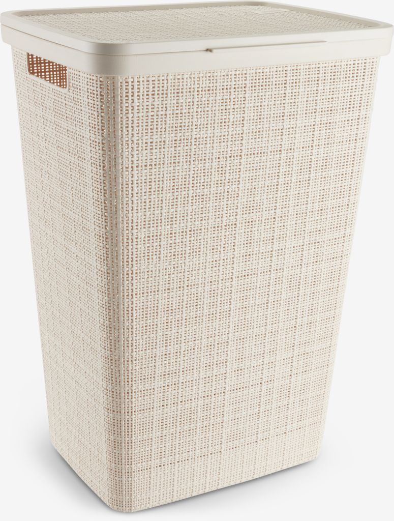 Panier à linge en jute, dimensions : largeur 42 cm x longueur 34 cm x hauteur 60 cm, capacité : 58 L