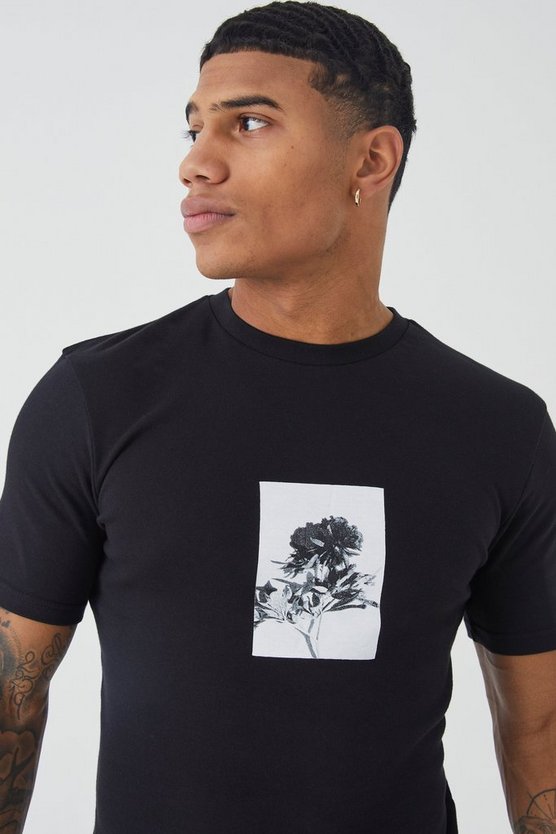 Muscle T-Shirt mit Rosen-Print