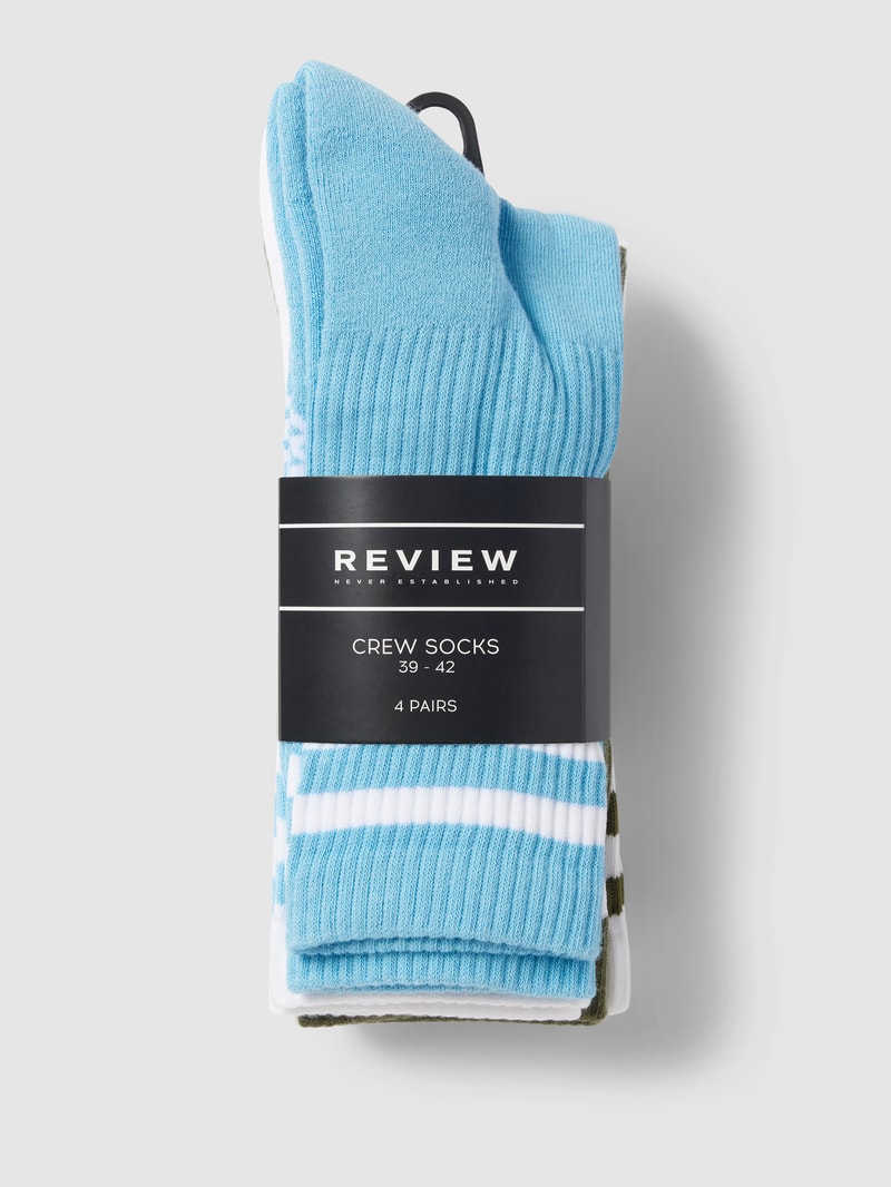 Socken mit Kontraststreifen im 4er-Pack in hellblau