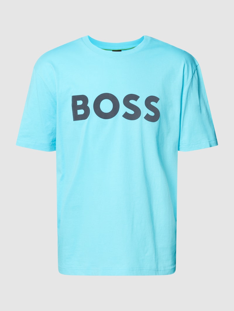 T-Shirt mit Label-Print in türkis