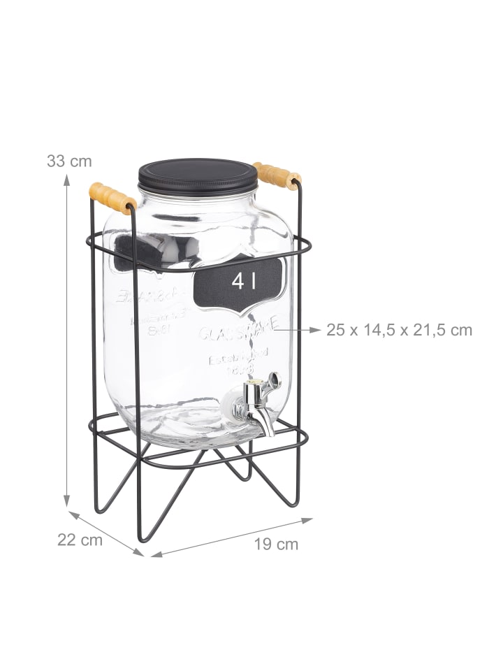 relaxdays Getränkespender in Transparent/ Schwarz - 4 l günstig kaufen onesize