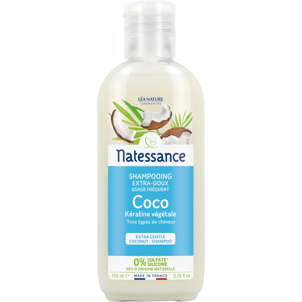 natessance Shampooing extra-doux - brillance - Coco & Kératine végétale - usage fréquent Shampooing