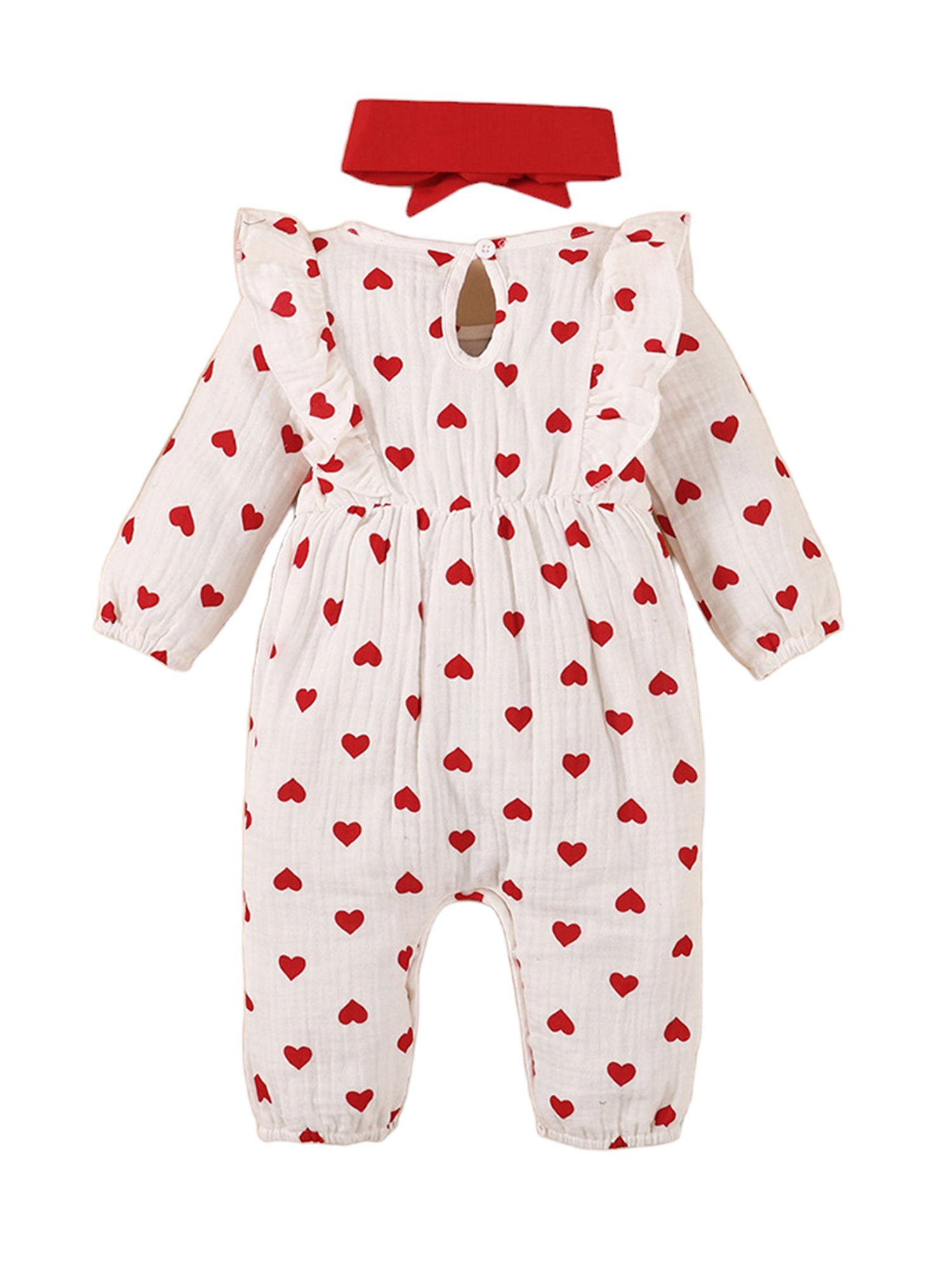 LAPA Strampler Langärmliges Strampler Set mit Liebesdruck und Stirnband für Babys (Set, 2-tlg)