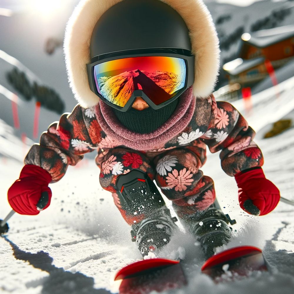 IVOL schwarz Rotes Spiegelglas Kinder Skibrille