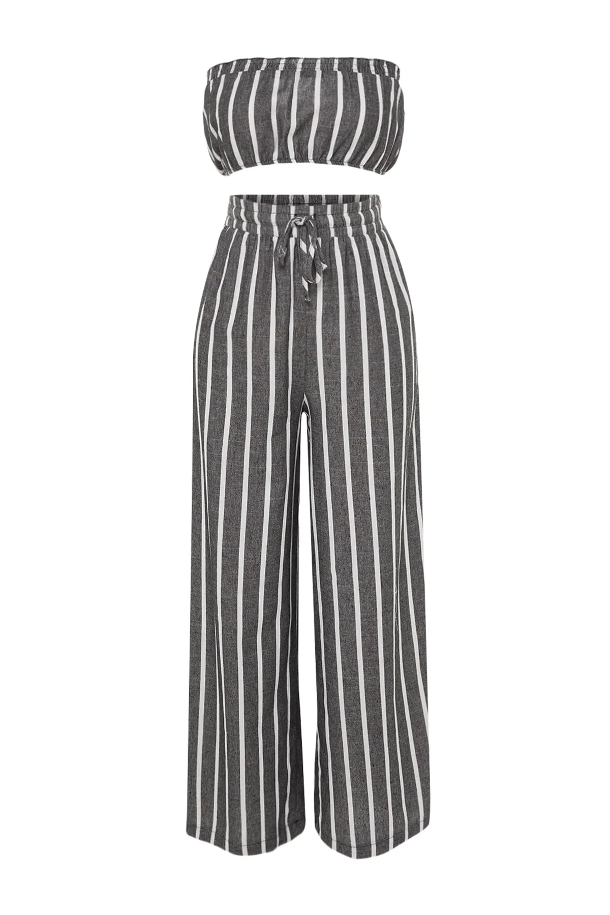 Trendyol Collection  Gestreiftes gewebtes Blusen-Hosen-Set TBESS23AU00001