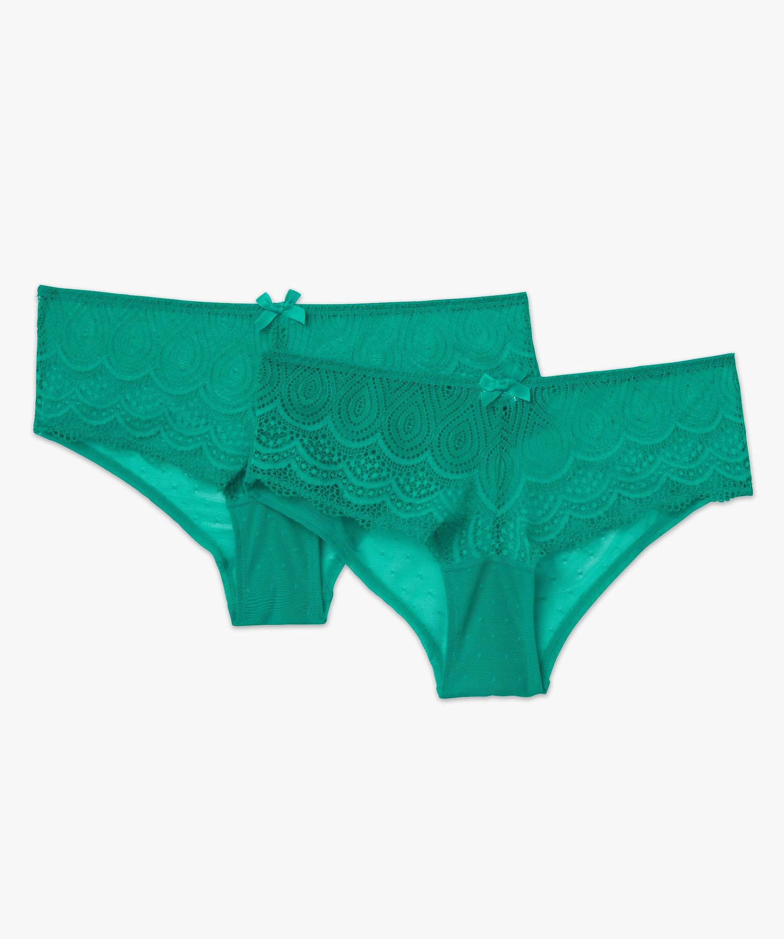 Shorty en dentelle et tulle femme (lot de 2) vert | GEMO