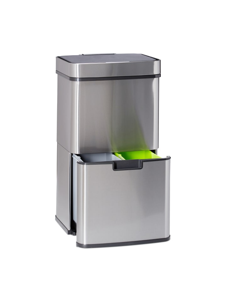 relaxdays Mülltrennsystem in Silber - 60l günstig kaufen onesize