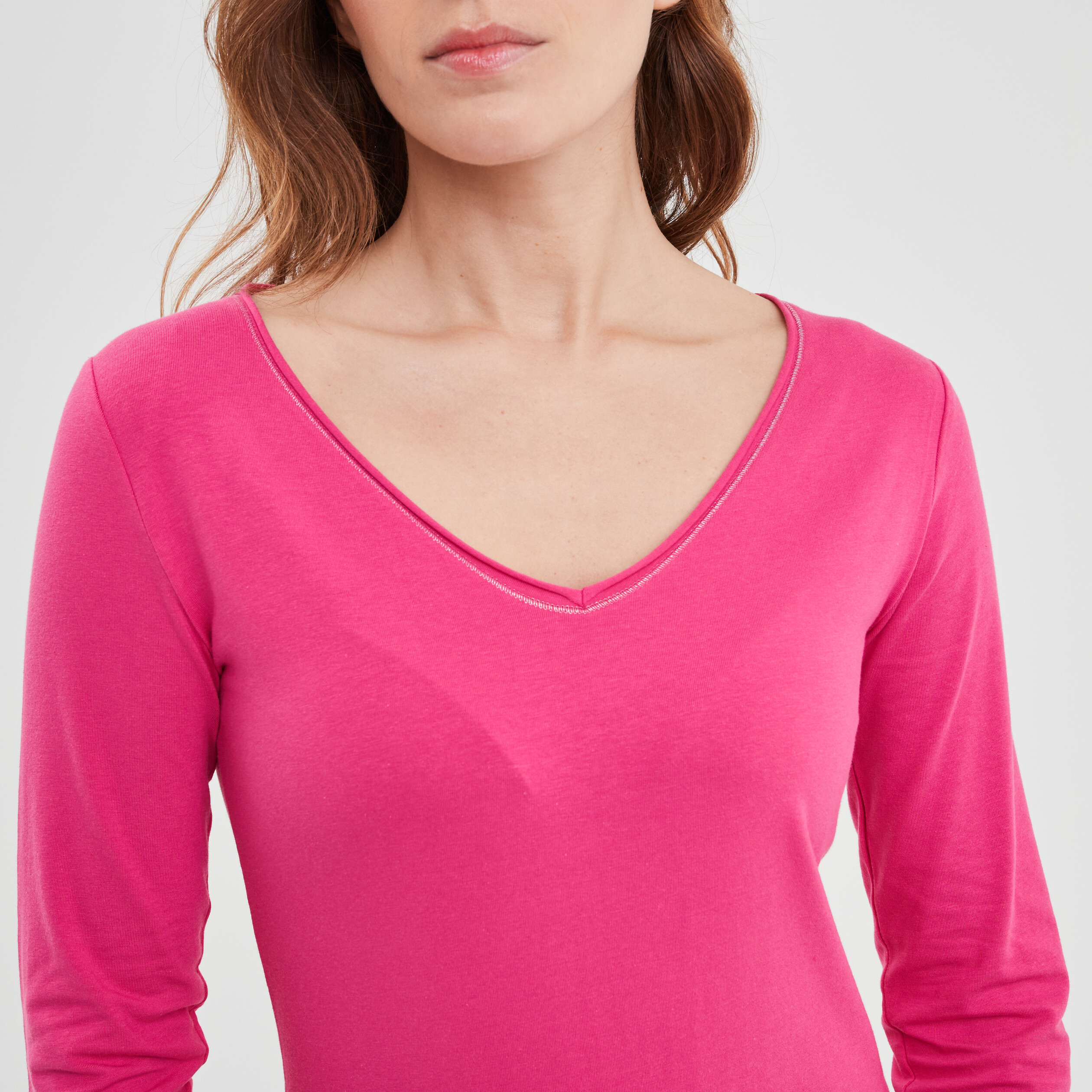 T-shirt manches longues rose fushia femme | La Halle