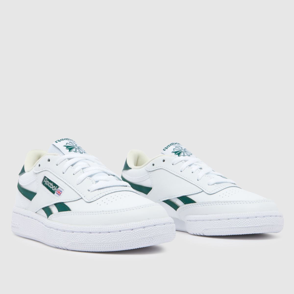 Reebok vita & gröna Club C Revenge ungdomsskor