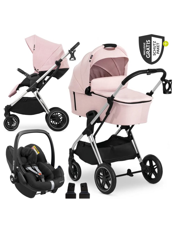 Hauck 3in1 Kinderwagen-Set Vision X Trio Set Silver in rosa günstig kaufen onesize