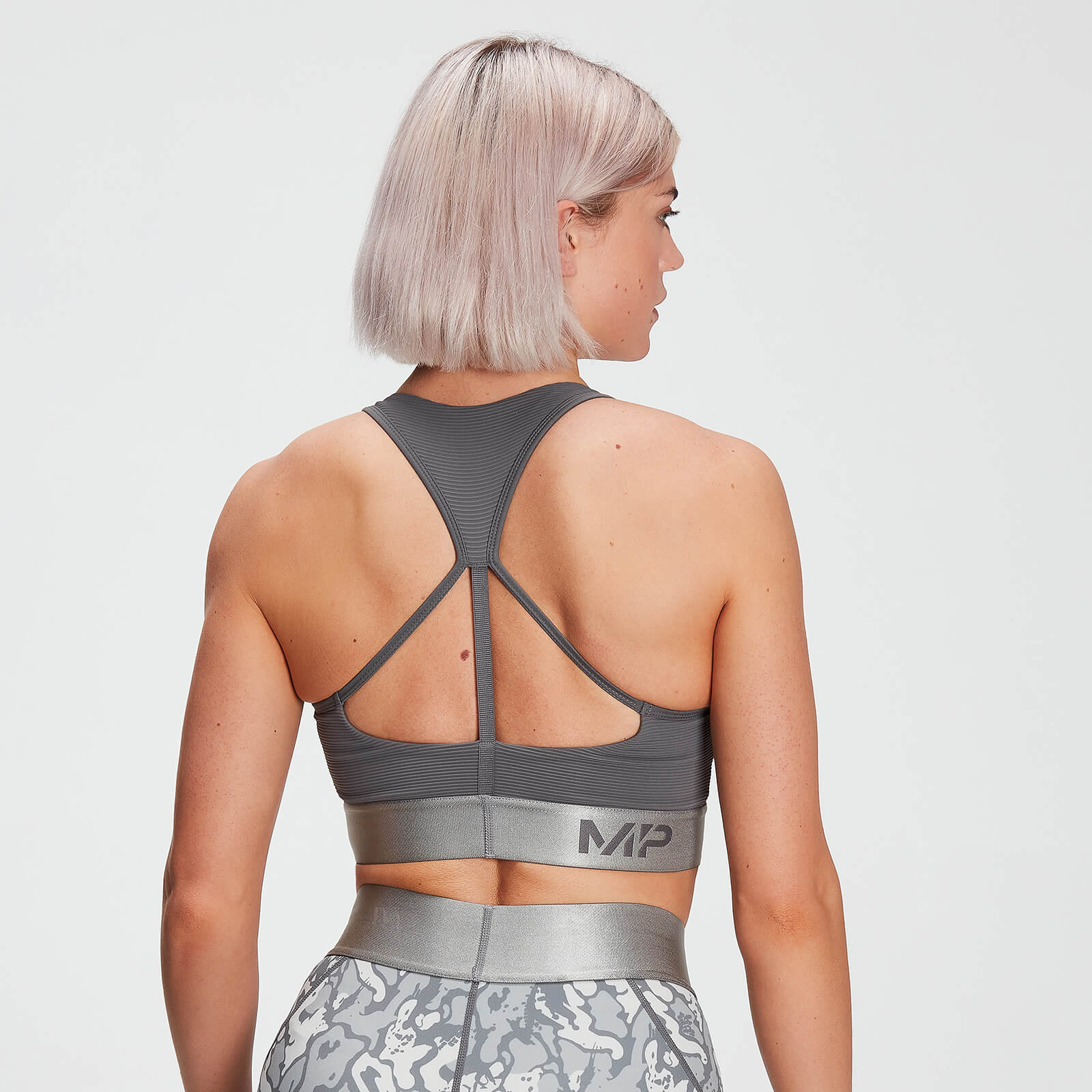 Brassière de sport texturée MP Adapt pour femmes – Carbone