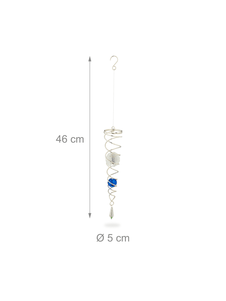 relaxdays Windspiel in Silber/ Blau - (H)46 x Ø 5 cm günstig kaufen onesize