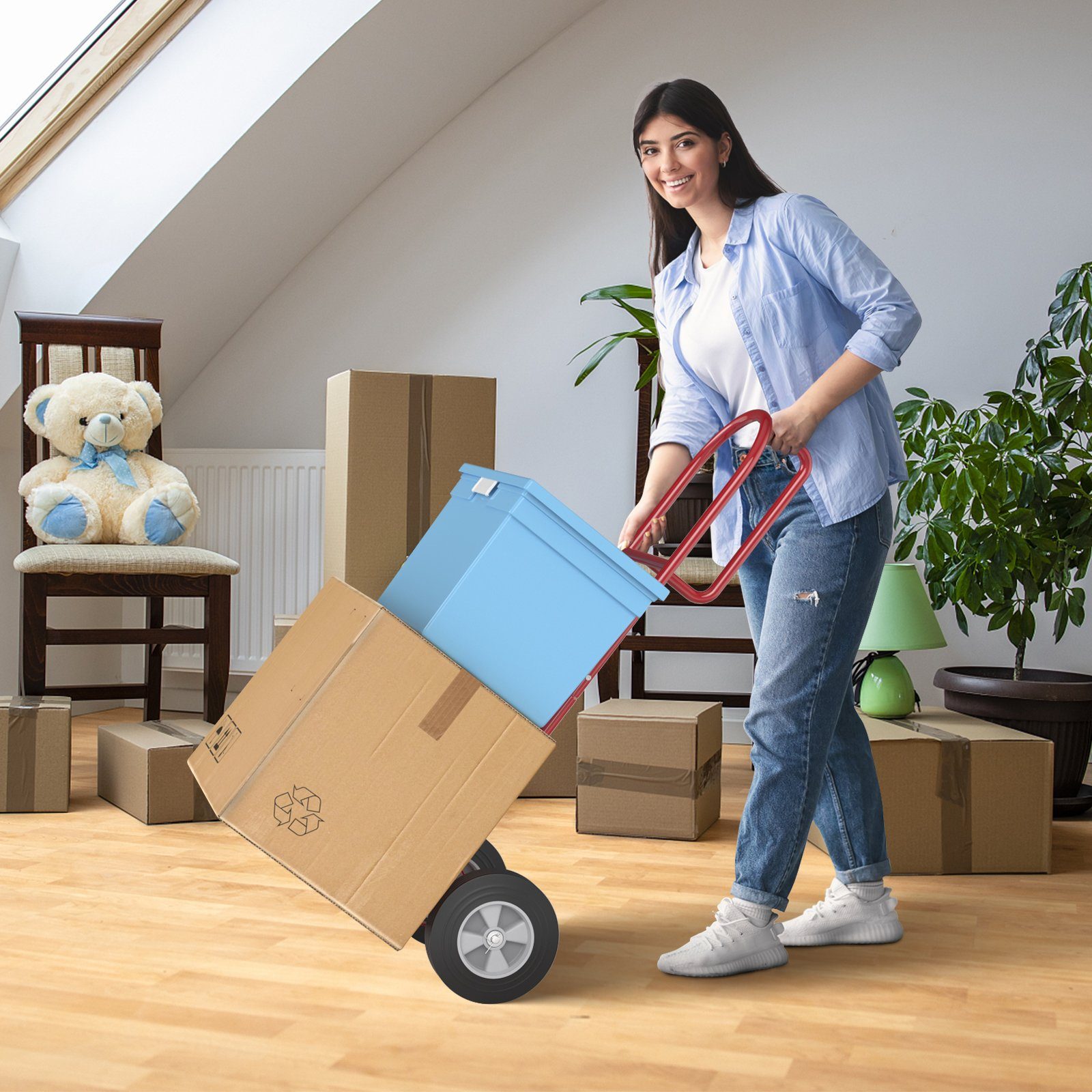 COSTWAY Sackkarre, mit Griff, Rädern & klappbarer Ladefläche, bis 300kg