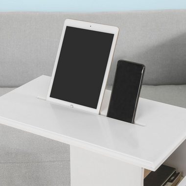 SoBuy Beistellwagen FBT67, Beistelltisch mit Schlitz für iPad Sofatisch Couchtisch