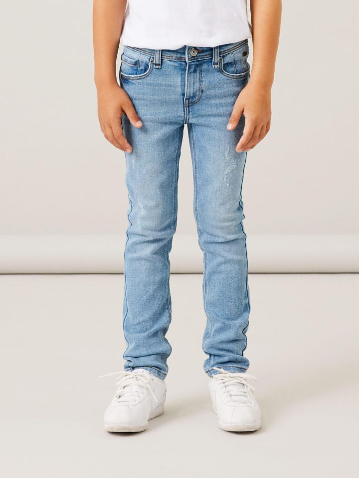 name it Straight Leg Denim Jeans mit verstellbarem Bund NKMSILAS in Hellblau günstig kaufen