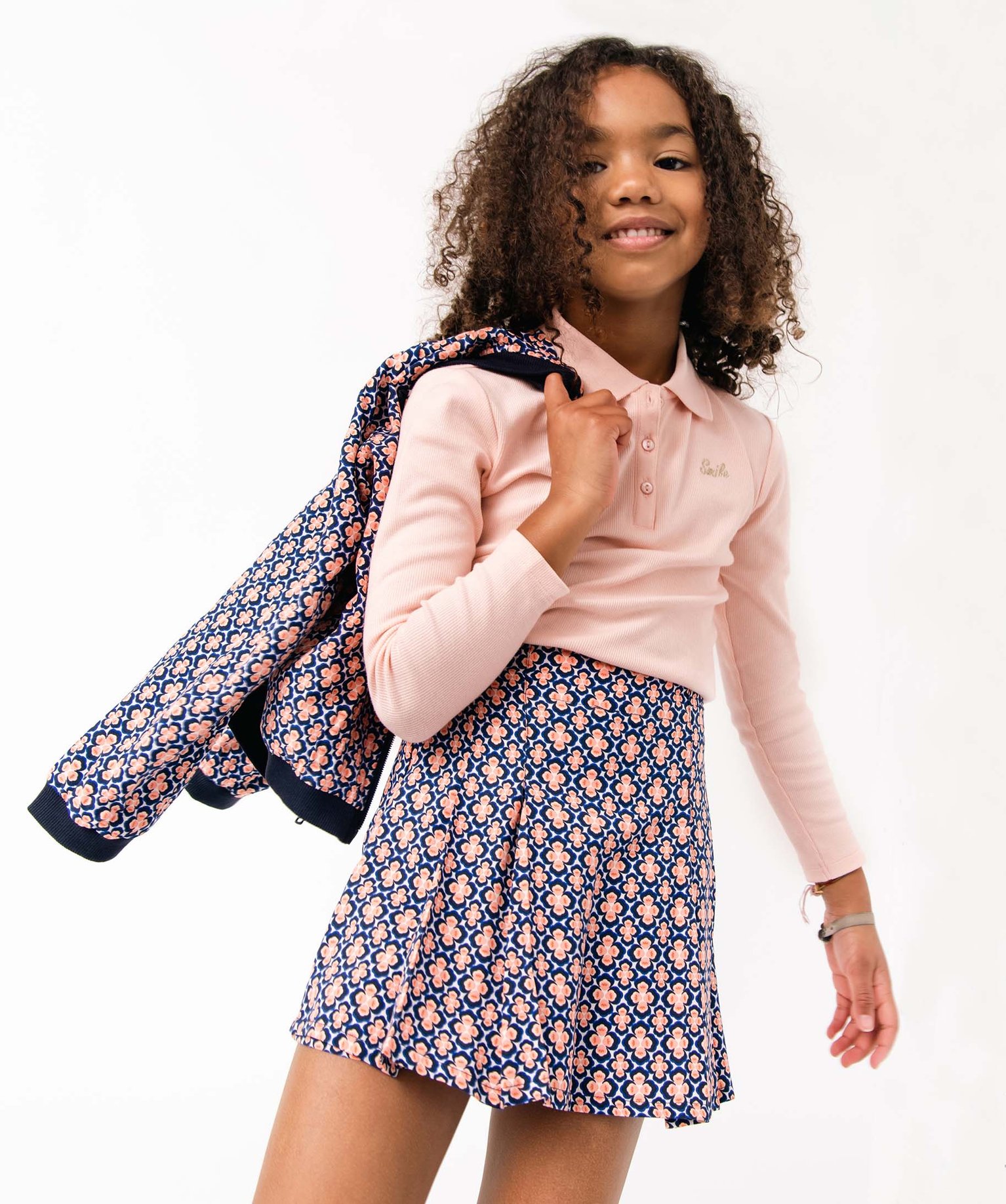 Jupe-short fille en viscose fleurie bleu | GEMO