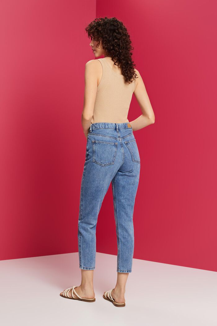 Mom-Jeans mit hohem Bund, Baumwollmix
