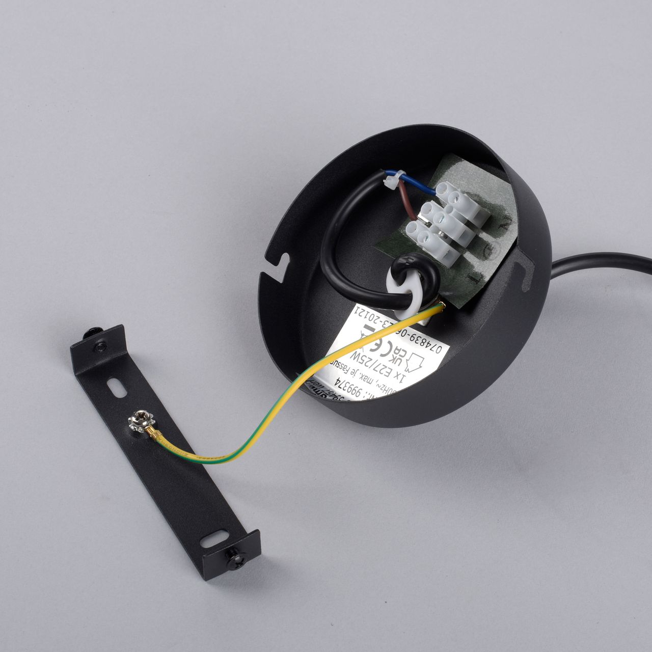 JUST LIGHT Pendelleuchte ZEA, 1x E27/25 Watt max., Glas in Rauchfarben, Schwarz