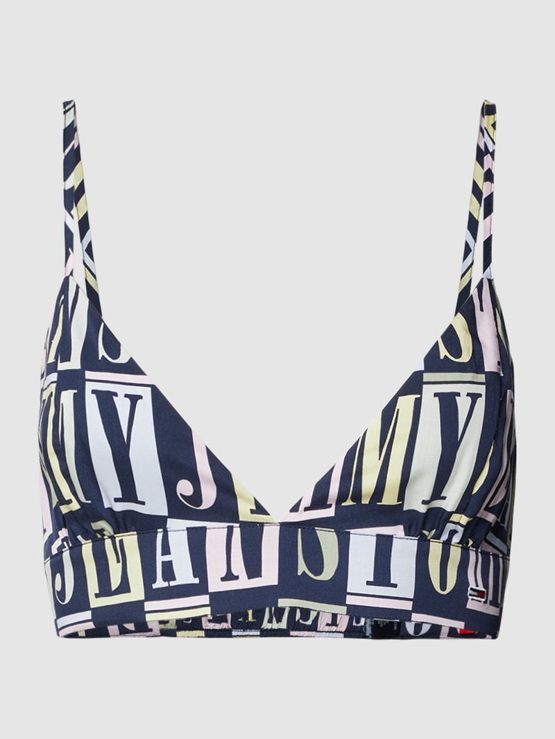 Bralette mit Allover-Muster Modell 'SPELLOUT' in dunkelblau