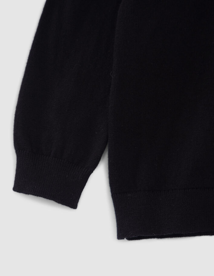 Pull noir tricot à col tunisien garçon