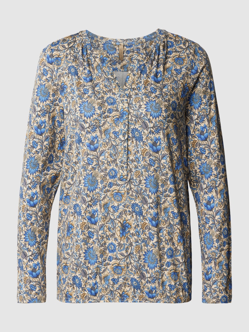 Blusenshirt mit floralem Allover-Muster Modell 'Felicity' in hellblau