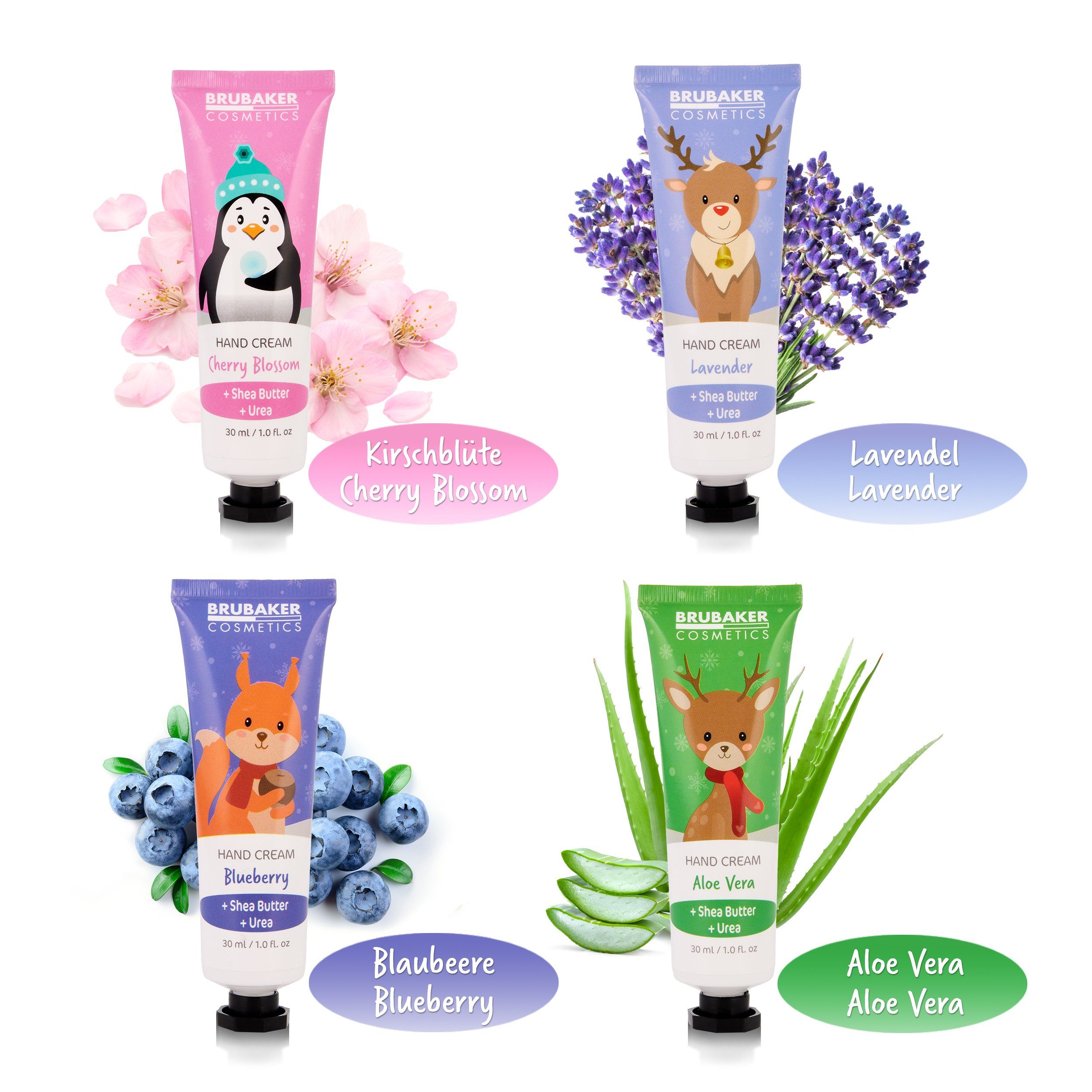 BRUBAKER Handcreme Pflegecreme Geschenkset Winter Wonderland Edition Handpflege Geschenk Set Weihnachten mit Urea und Sheabutter für Frauen und Männer, 8-tlg., feuchtigkeitsspendende Handpflegecreme