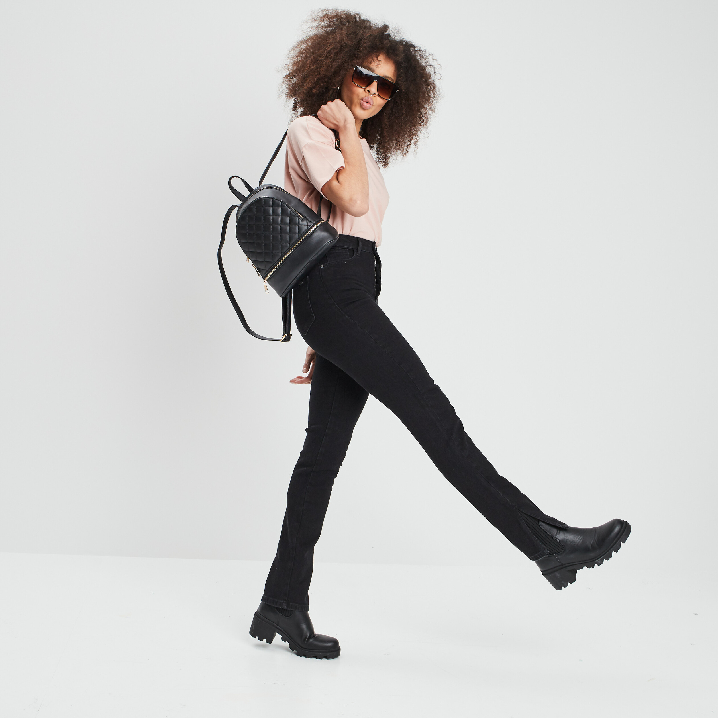 Jeans slim taille haute fendu denim noir femme | La Halle