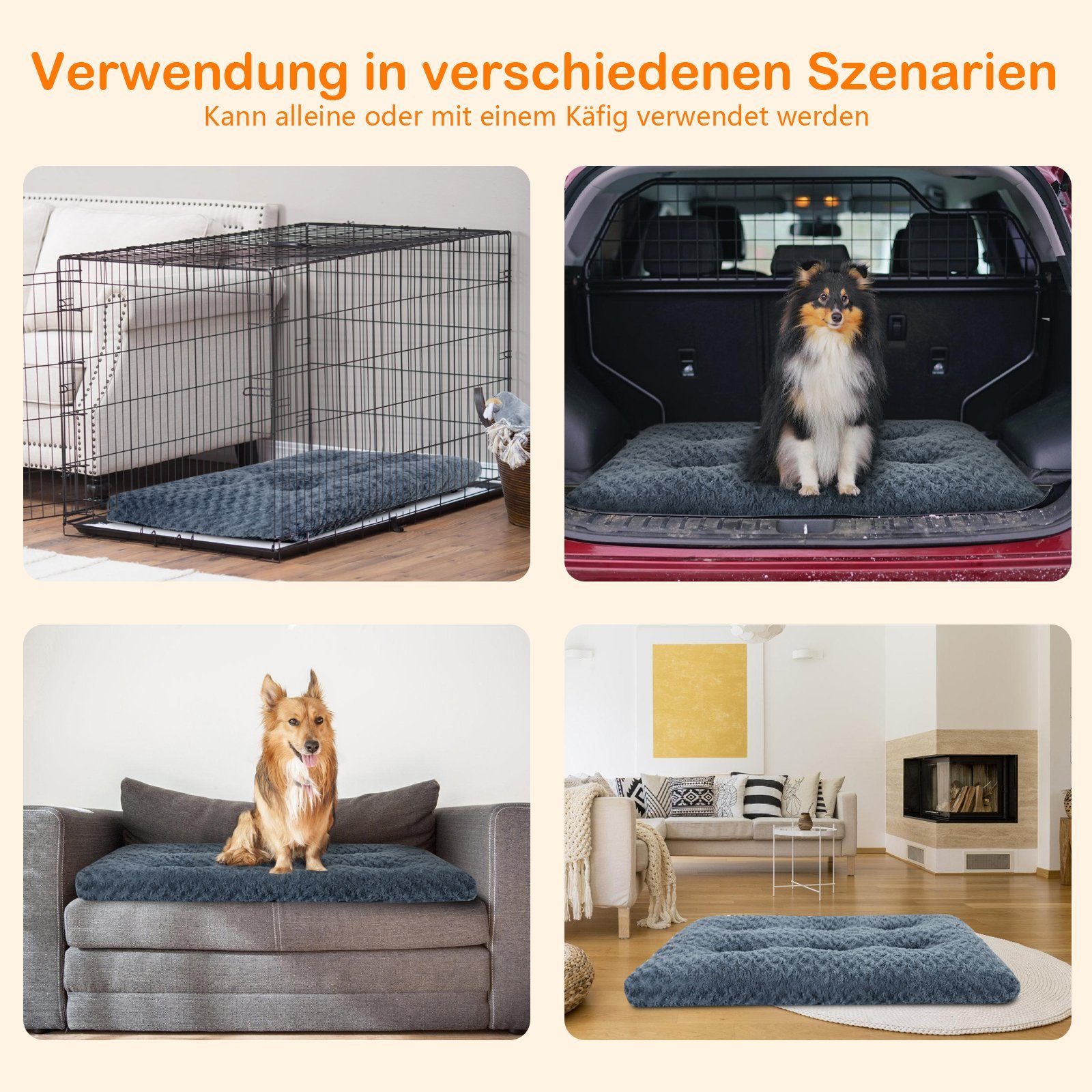 CALIYO Hundematte Hundebett Grosse Hunde Waschbar, Hundekissen flauschig, Hundematte, für große mittelgroße Hunde, Hundekorb Hundematratz Haustierbett