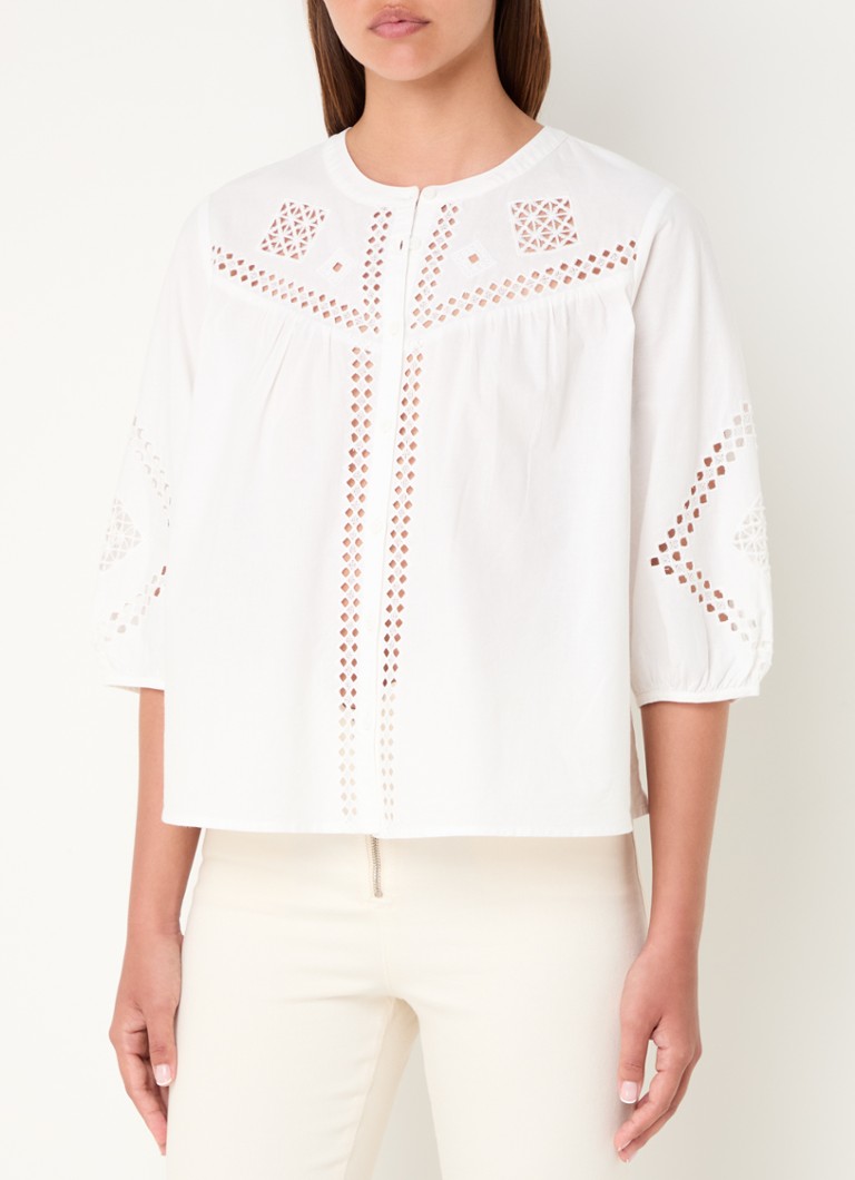 ba&sh  Lirkin blouse met broderie en opengewerkt detail