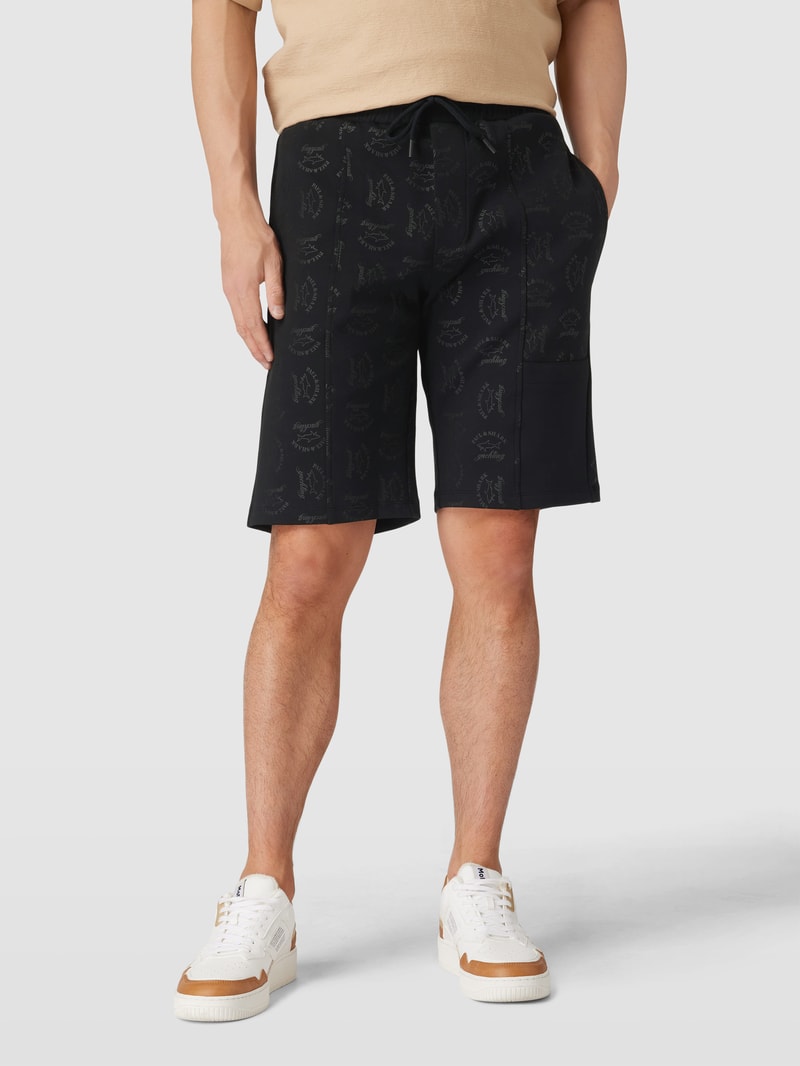 Sweatshorts mit Logo-Muster in schwarz