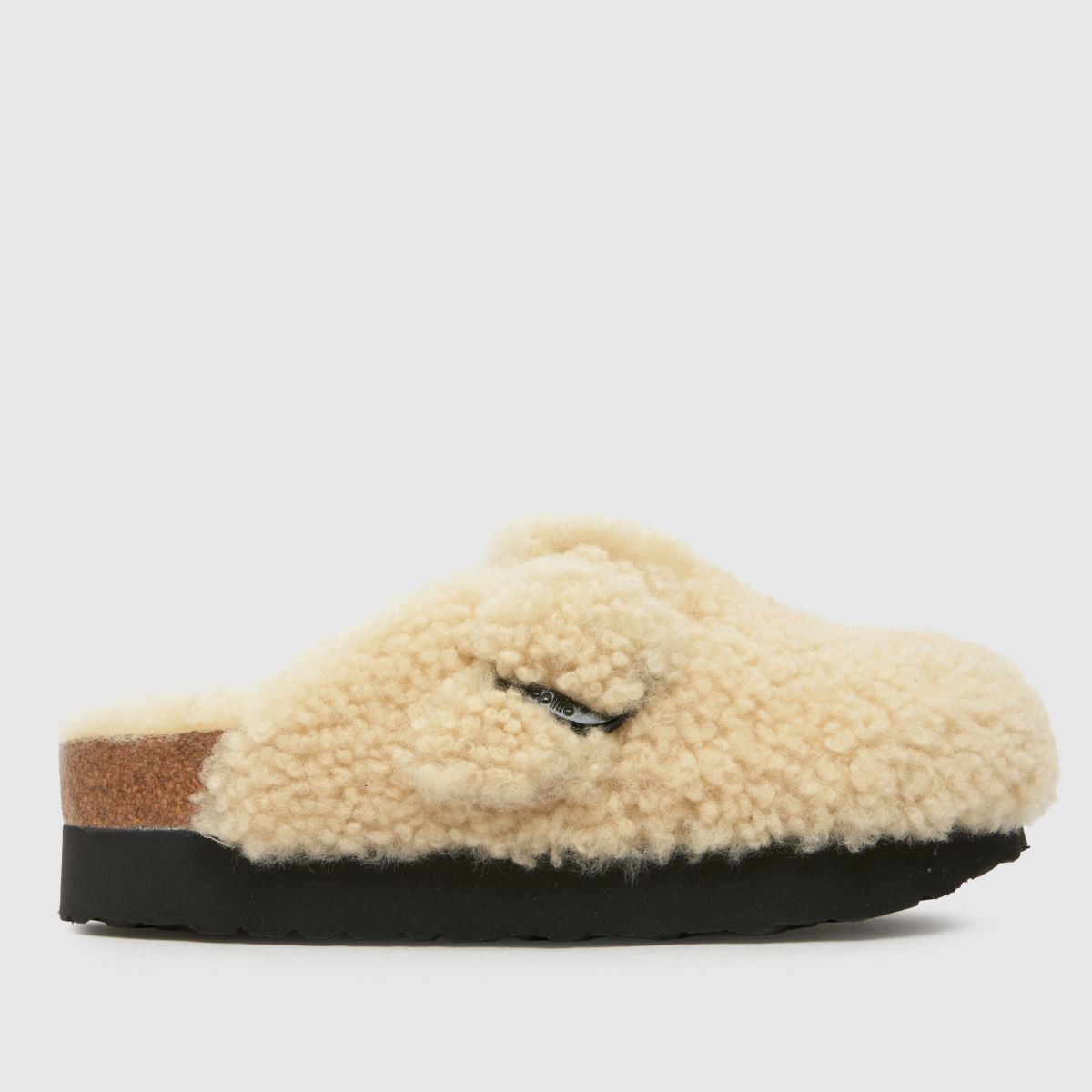 BIRKENSTOCK – Boston – Naturfärgade sandaler med stort spänne i fårskinn