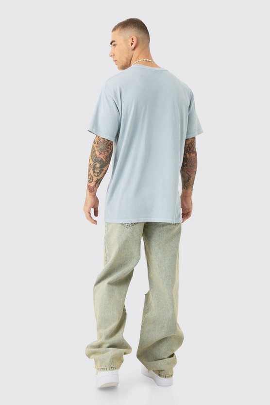 Zerrissenes Oversize T-Shirt mit Stickerei