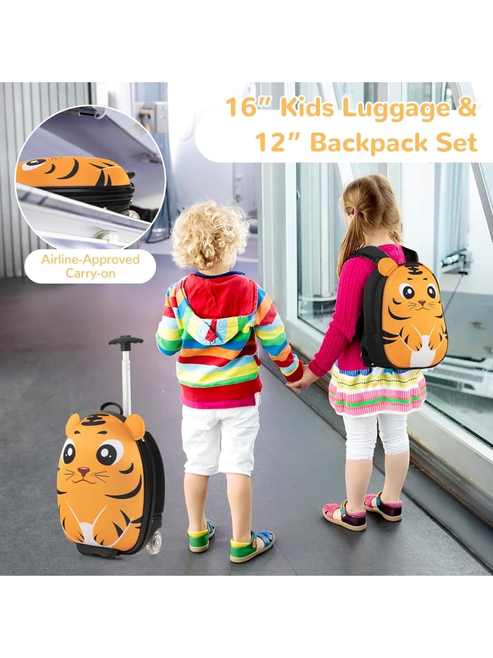 COSTWAY 2 tlg. Kinderkoffer Rucksack in Orange günstig kaufen onesize