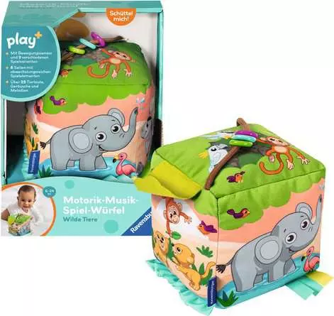 Ravensburger Play+ Motorik-Musik-Spiel-Würfel: Wilde Tiere