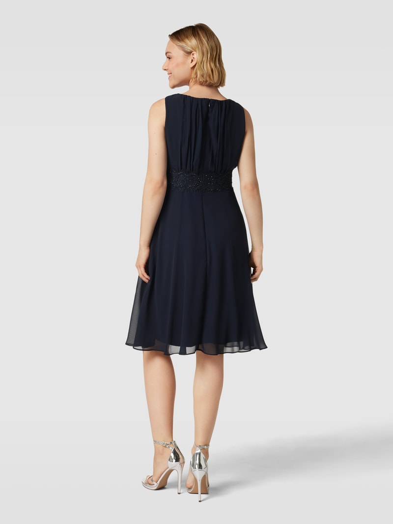 Cocktailkleid mit Ziersteinbesatz in marineblau meliert