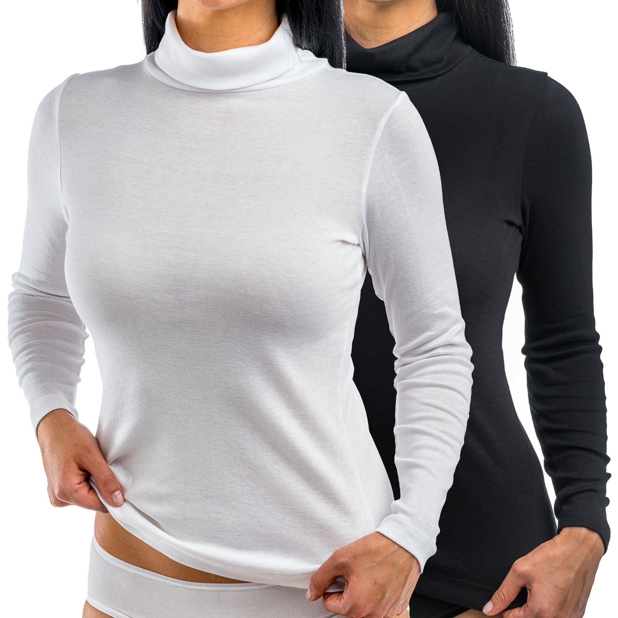 HERMKO Unterziehshirt 17845 Damen Langarmshirt mit Rollkragen