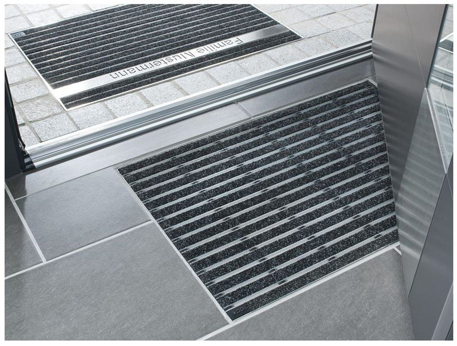 Fußmatte ACO 750x500x12mm Schuhabstreifer Rips anthrazit Fußmatte Türmatte mit ALU Rahmen Eingangsmatte Indoor, ACO Severin Ahlmann GmbH & Co. KG, rechteckig, Höhe: 12 mm, einfache Montage für Selbstbau